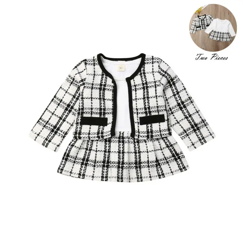 2 шт. клетчатая куртка-пачка для новорожденных девочек в стиле ретро | Мать и