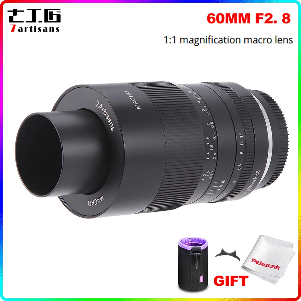 7artisans 60mm f2.8 1:1 Magnification Macro Lens for Sony E-mount Fuji M4/3 Mount Mirrorless Camera A6400 A6500 A6600 X-T30 XT-4 7artisans 60mm f2.8 1:1 Magnification Macro Lens for Sony E-mount Fuji M4/3 Mount Mirrorless Camera A6400 A6500 A6600 X-T30 XT-4