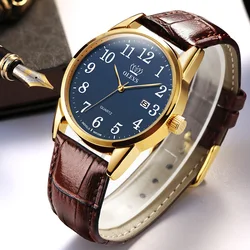 OLEVS reloj deportivo de cuarzo para hombre, cronógrafo de pulsera Premium con correa de cuero, resistente al agua hasta 50M, nuevo, 2022