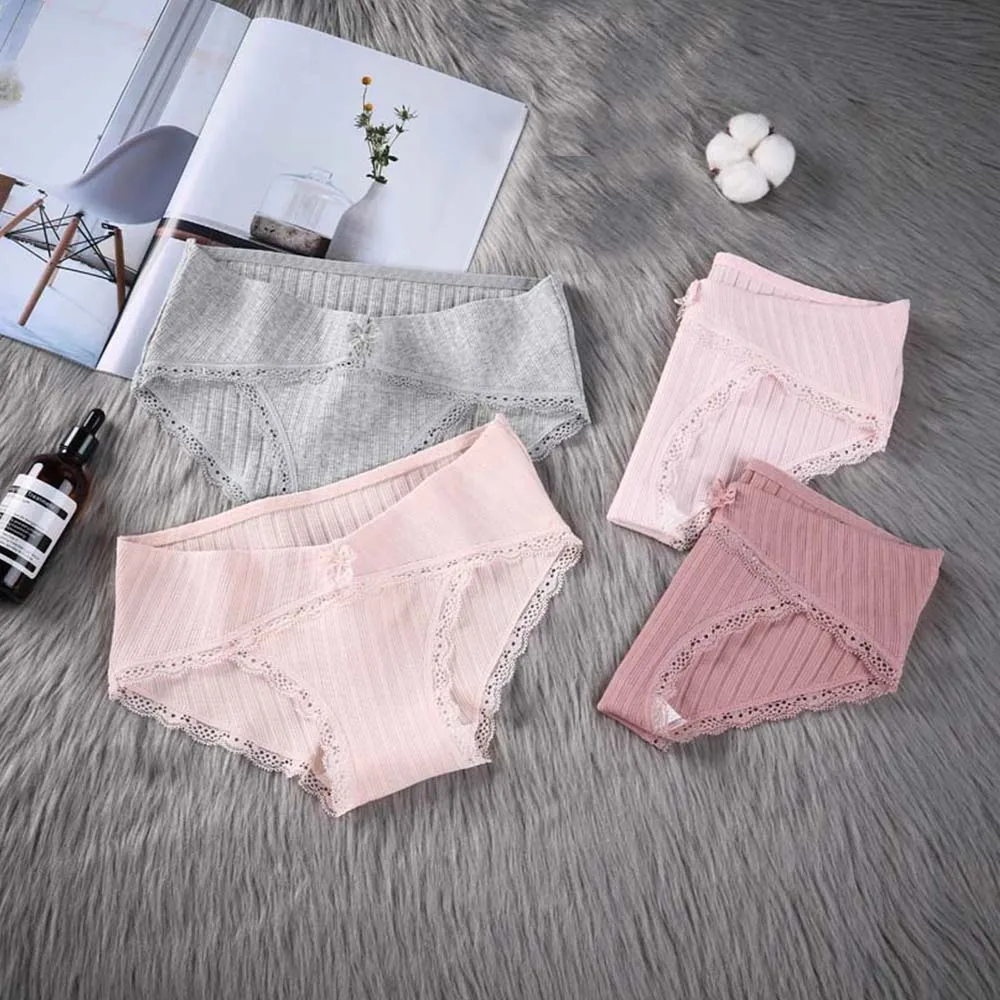 

1PCs Cotton Maternity Panties with Lace Low Waist Belly Underwear Clothes for Pregnant Women Pregnancy Briefs