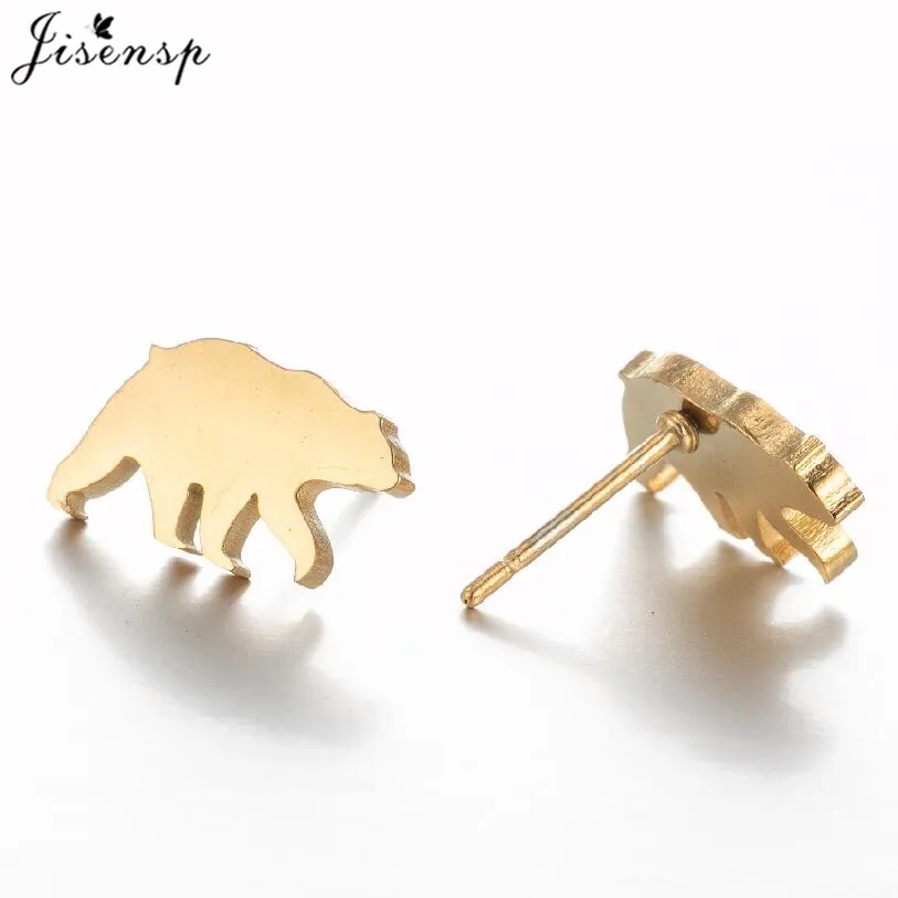 Minimalist Animal Stud Earrings - Cute Thin Line Fish, Hippocampus, Bat, Bear, Dolphin Design