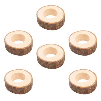 

6 pcs Napkin Rings Wooden Decorative Delicate Creative Napkins Holders Buckles for Wedding Banquet Dinner Party