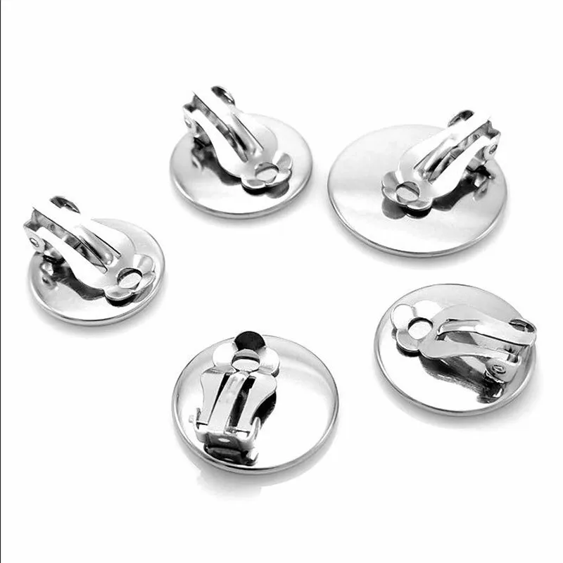 Зажимы для сережек из нержавеющей стали с кабошоном 100 шт.|Ювелирная фурнитура и