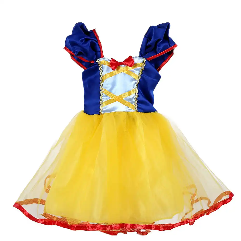 Disfraz De Princesa Nina Blancanieves Para Cumpleanos Nina Linda Vestido De Fiesta Y Desfile Amarillo Con Lazo Rojo Ropa De Primavera Y Verano Aliexpress