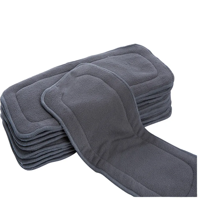 Pañales de bebé lavables de bambú, algodón reutilizable, 4 inserciones de capas, ecológico, elástico, transpirable, absorbe el agua