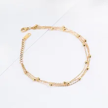 Ретро тренд аксессуары женские двойной слой маленький счастливый браслет на ногу из бисера верситил Мода титановая сталь аксессуары