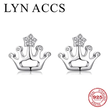 

2019 New 925 Sterling Silver Crown Star Earrings Shining Zircon Women Stud Earrings luxurious Fine Friendship Jewelry