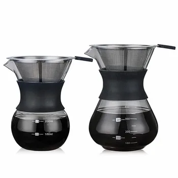 

Coffee Percolators Coffee Maker with 304 Stainless Steel Strainer 200ml/400ml Pour Over Glass Range Coffee Server