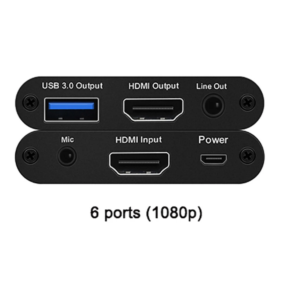 6 Ports 4K 60Hz HDMI видеозахвата USB3.0 HDMI к USB карта видеозахвата ключ для игровой потоковой прямой трансляции с микрофоном - Цвет: 6 Ports