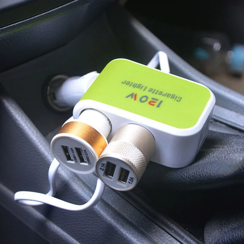 Universial 2 Way двойной автомобильный прикуриватель Разветвитель 12 в USB зарядное устройство адаптер питания автомобильный интерьерный аксессуар 4 цвета