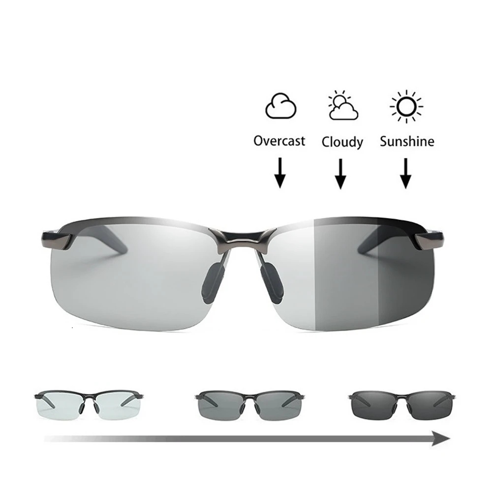 Photochromic Sunglasses Men Polarized Driving Chameleon Glasses Male