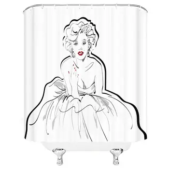 

Marilyn Monroe Shower Curtain Sexy Goddess Red Lips American Famous Movie Star Freehand Unique Close-up Portrait Waterproof