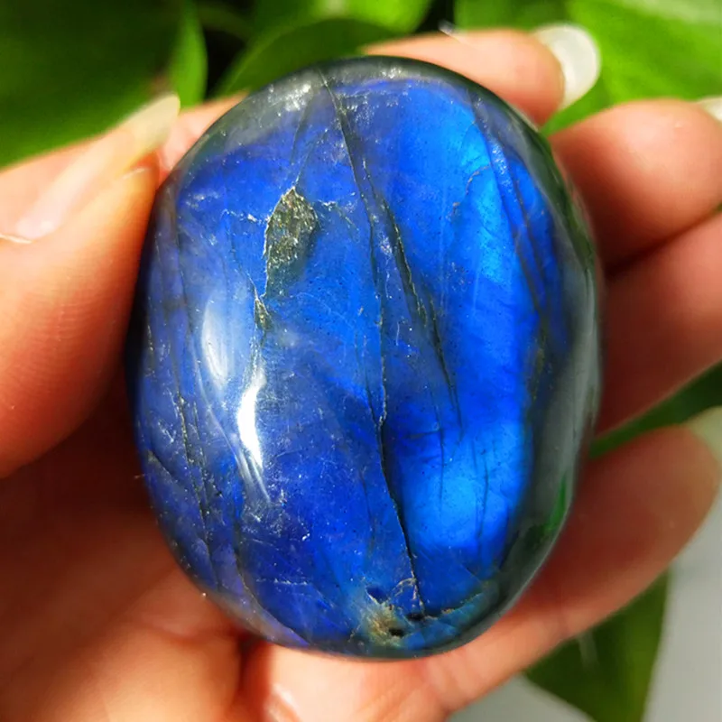Natural labradorite stone crystal palm stones plaything healing crystals and home decoration