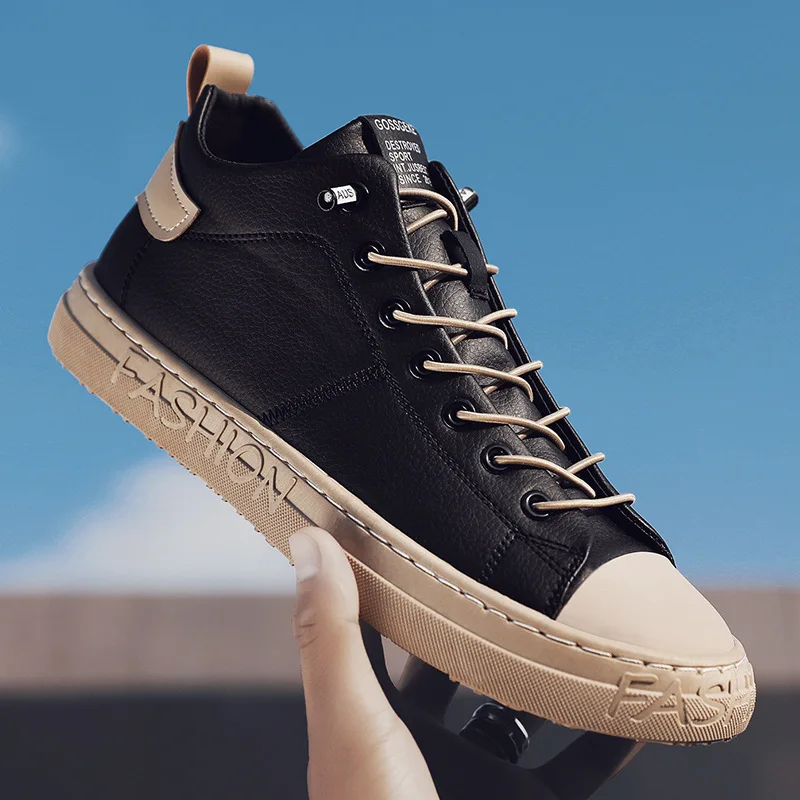 

Hight-top Trendy Shoes Autumn And Winter Casual Leather Shoes Versatile Shoes Men's Fashion Network Red Celebrity Style Trend Yo