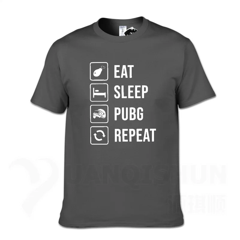 Charcoal gray 1 Забавная футболка с надписью «Eat Sleep PUBG Repeat Battle Game», 16 цветов, хлопковая футболка с короткими рукавами, новая модная футболка уличная одежда унисекс - Цвет: Charcoal gray 1
