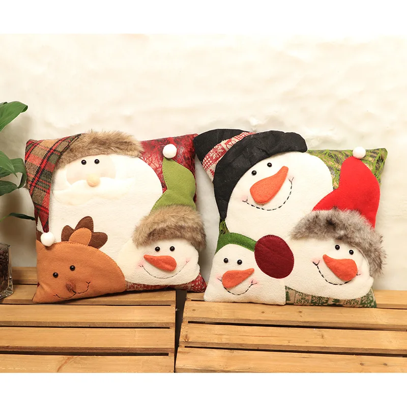 

Fluffy Christmas Party Decoration Bed Sofa Decorative Pillow Cartoon Soft Cushion Elk Snownman Santa Claus Square Pillows 32cm