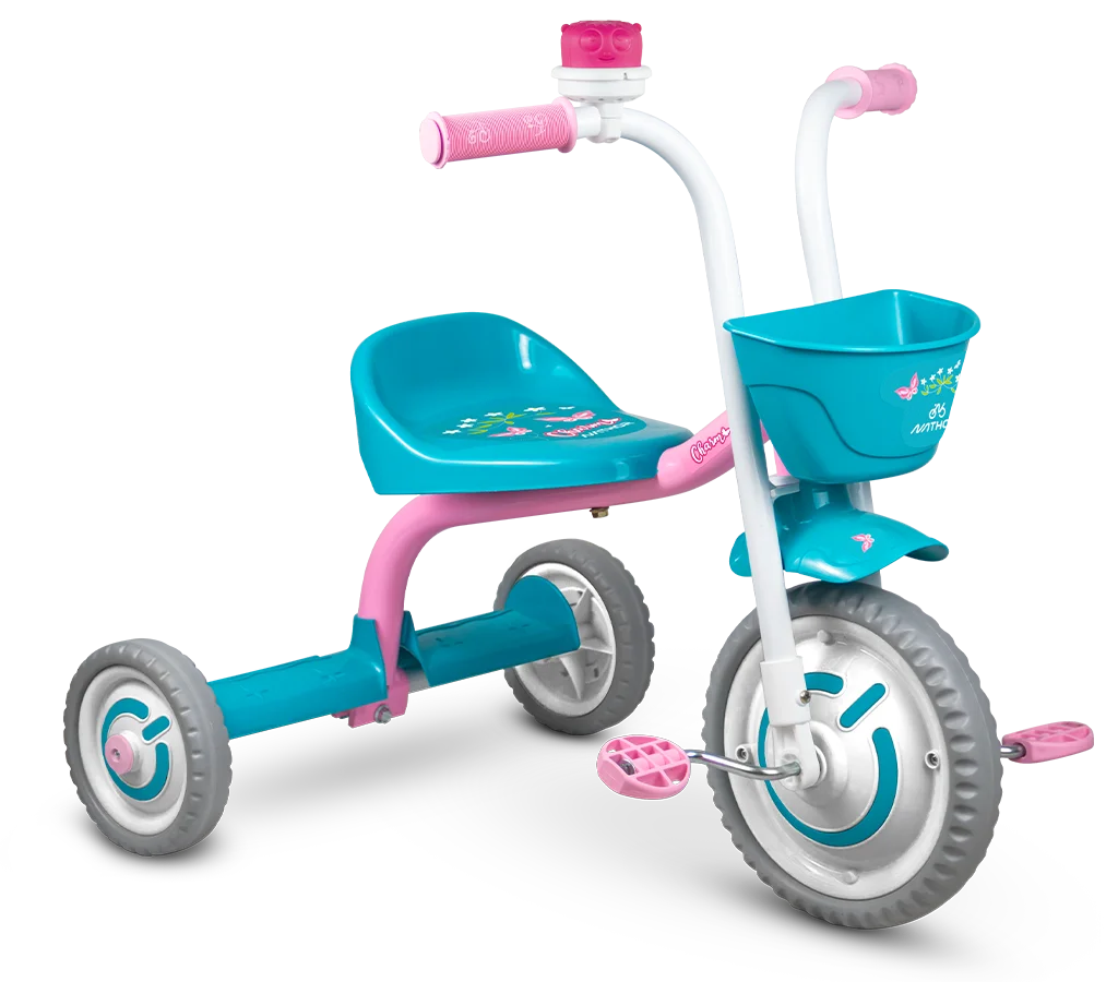 Triciclo Infantil Menina Motinha Charm Nathor Azul E Rosa Baby