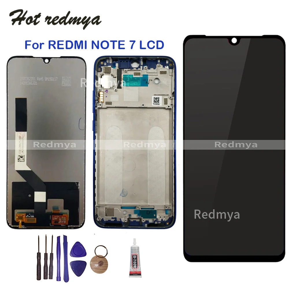 

LCD For Xiaomi Redmi Note 7 LCD Display Touch Screen Digitizer Assembly Replacement For Redmi Note7 Pro LCD With Frame + Tools