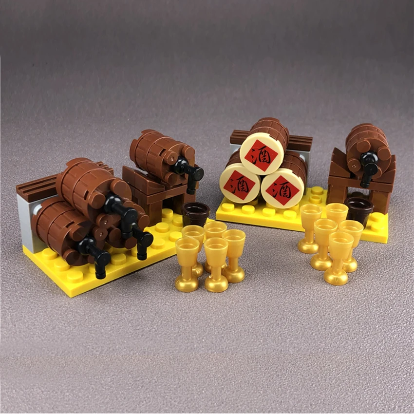 Legoings City Bar KTV Scene Building Block Wine Bottle Wine Glass Clay Pot Cart Long Table MOC Accessories Brick Kids DIY Toys (5)