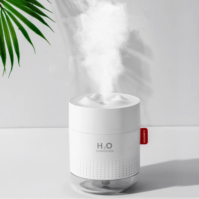 화이트 스노우 마운틴 가습기, 초음파 USB 아로마 에어 디퓨저, 진정 빛 아로마 테라피, 가정용 디퓨저, 500ml
