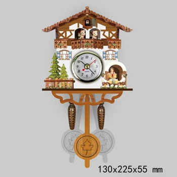 

Wall Hanging Analog Alarm Clock Bird Cuckoo Table Display Modern Battery Operated Wood Plastic Living Room Home Decor