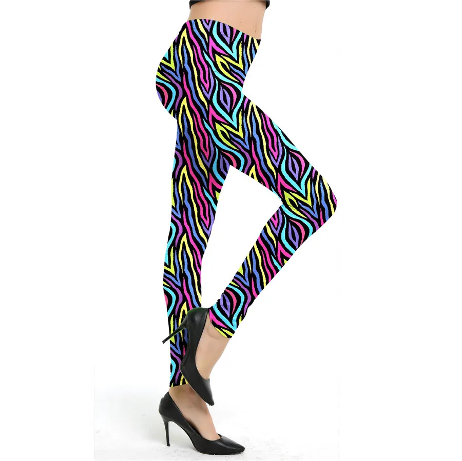 Woman Fashion Leopard Print Leggings Trending Zebra Striped Leggings Milk Silk Cropped Pant Female Breathable Sweatpant Leggings yoga pants for women