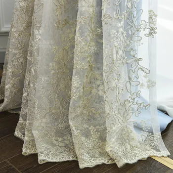 

Northern EuropeanStyle Net Red Light Luxury Embroidered Curtain Blue High Precision Curtain Bedroom Shade Curtain Customization