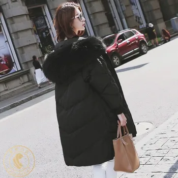 

Women's Winter Down Jacket Hooded Long White Duck Down Coat Big Pocket Korean Plus Size Doudoune Femme Hiver KJ3736