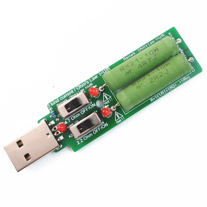 USB резистор с переключателем Электронная нагрузка 5 в 1 а/2 а/3 а регулируемым током