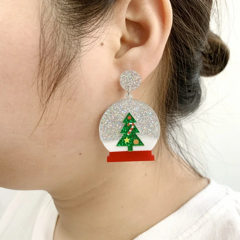 Santa Earrings, Red Clear Swarovski Crystals Christmas Holiday Jewelry