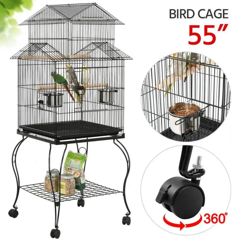 59* 59*139.5cm Metal Large Pet Bird Cage Indoor Outdoor Breeding Fun