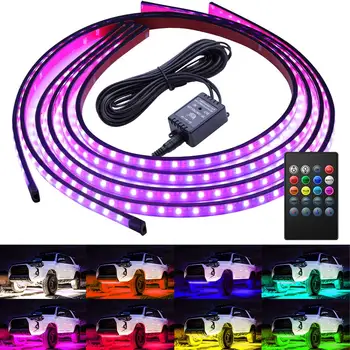 

4x DC12V IP65 RGB 5050 SMD Music Remote Control RGB LED Strip Under Car Tube Underglow Underbody System Neon Light