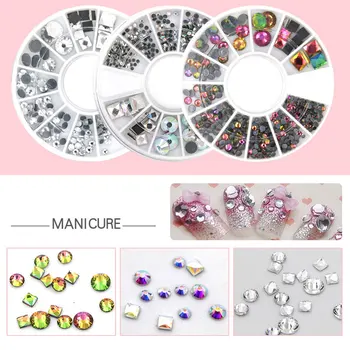 

White AB Rhinestones Nail Art In Wheel Tips Crystal Glitter Decoration Gel Polish Art Tool Irregular Beads Acrylic Diamond Nails