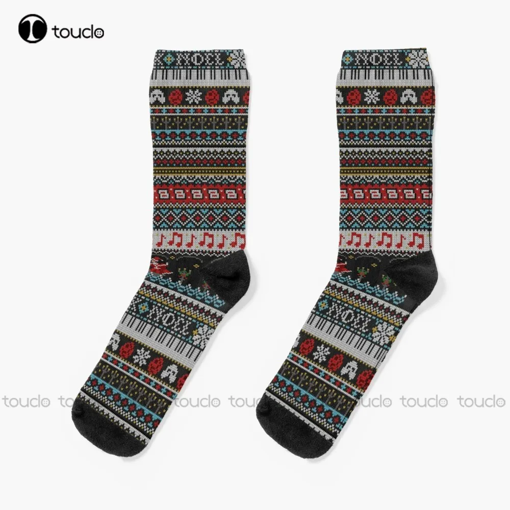 

Holiday Sweater Pattern Socks Sock For Women Personalized Custom Unisex Adult Teen Youth Socks 360° Digital Print Christmas Gift