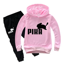 От 2 до 16 лет с рисунком из аниме «Покемон го»; детские спортивные комплекты с Пикачу логос напечатал Худи и штаны 2 шт., комплекты Комплекты одежды для мальчиков младенцев Одежда для малыша