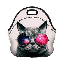 Поперечная граница,, сумка из неопрена для ланча, очки высокой четкости с принтом кота, сумка для ланча, сумка для бэнто, коробка, сумка напрямую от производителя