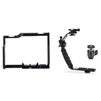 

Video Camera Cage for Panasonic Lumix DMC G85/G80 Cameras & L Bracket Padded Handheld Holder L Brackets