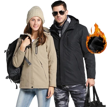 

JACKSANQI Men's Womens Winter USB Heating Jackets Reflective Hooded Coats Male Waterproof Warm Parkas Hiking Windbreakers RA313