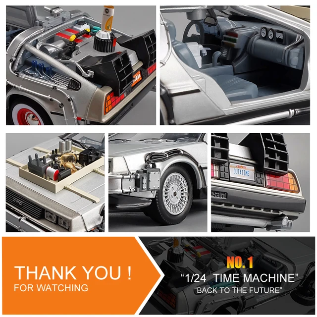 1:24 Diecast Alloy Model Car DMC-12 Delorean Back To The Future Time Machine Metal Toy Car For Kid Toy Gift Collection 5