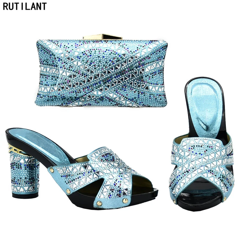 

New Italian Shoes and Bags Set Envio Gratis Nigerian Women Wedding Shoes and Bag Set Decorated with Rhinestone Pumps Women Shoes