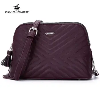 

DAVID JONES women handbag pu leather female messenger bags small lady stripe shoulder bag girl brand crossbody bag drop shipping