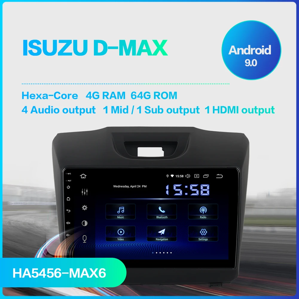 Cheap Dasaita Android 9.0 TDA785 1 din for Isuzu Car Radio D-MAX 9" IPS Touch Screen 1080P Video GPS Bluetooth Hexa core MP3 64G ROM 1