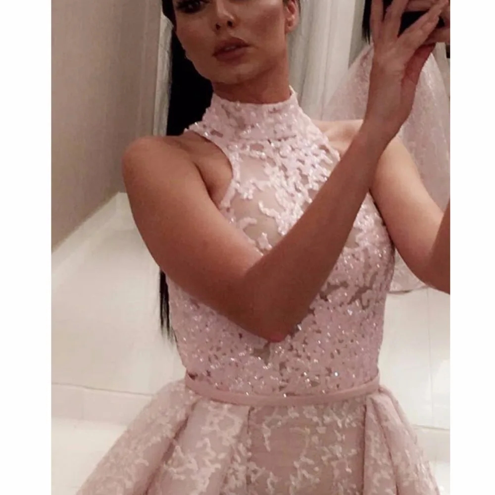 2017-Vintage-Vestidos-De-Fiesta-Pink-High-Collar-Beaded-Pearls-Sleeveless-Mermaid-Evening-Dresses-with-Overskirt (1)