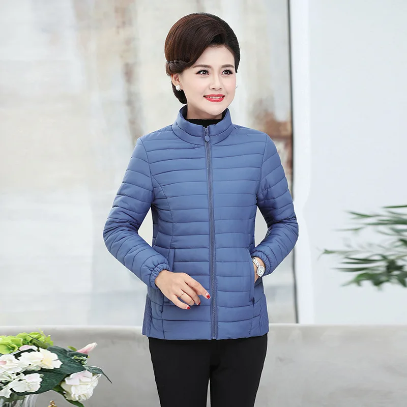 

2019 Autumn And Winter WOMEN'S Dress New Style Run Hot Selling Small Cotton-padded Clothes Short Stand Collar Middle-aged Women