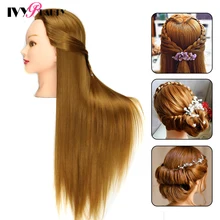 

Mannequin Head With 100% High Temperature Fiber Hair 65cm Bride Hairdressing Training Wig Head With Stand Cosmetology Doll Head