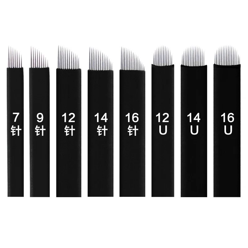 100pcs NANO Black 0.18mm Lamina U SHape 9 12 14 16U 18U Microblading Needles for Permanent Makeup Supplies Manual Eyebrow Blades | Красота и