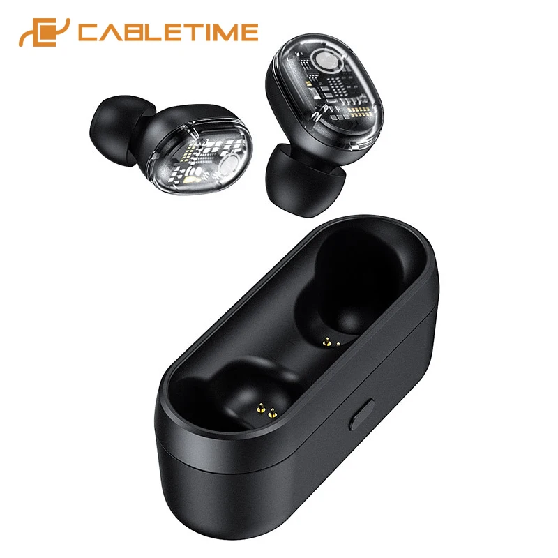 

CABLETIME TWS Wireless Earphone BluetoothV5.0 Touch Control Sports Dual Mic Multi Headphone Charging Box for LG Oneplus C378