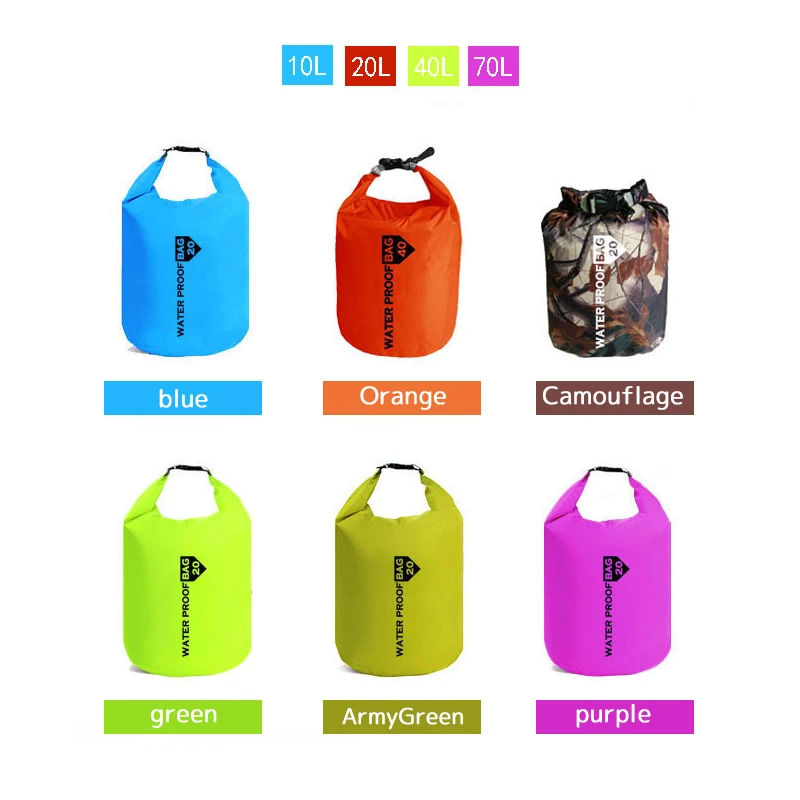 10L/20L/40L/70 открытый сухой Водонепроницаемый сумка Сухой Мешок Водонепроницаемый сухой плавающей Шестерни сумки для лодок Рыбалка рафтинга плавания