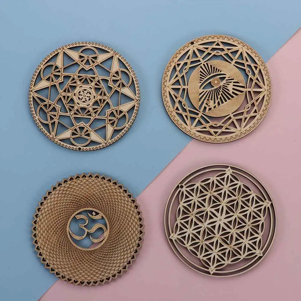 Wooden Wall Sign Flower Of Life Shape Coaster