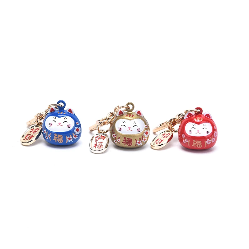 뜨거운 판매 1PC 일본 애니메이션 럭키 고양이 포춘 키 체인 여성을위한 열쇠 고리 가방 Pendent 매력 2021